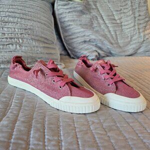 Pink Glitter Tretorn Lace Casual Sneakers White Sole, Size 8